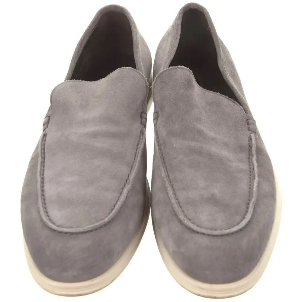 Light Gray Suede Slip-On Loafers